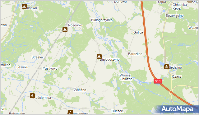 mapa Białogórzyno, Białogórzyno na mapie Targeo