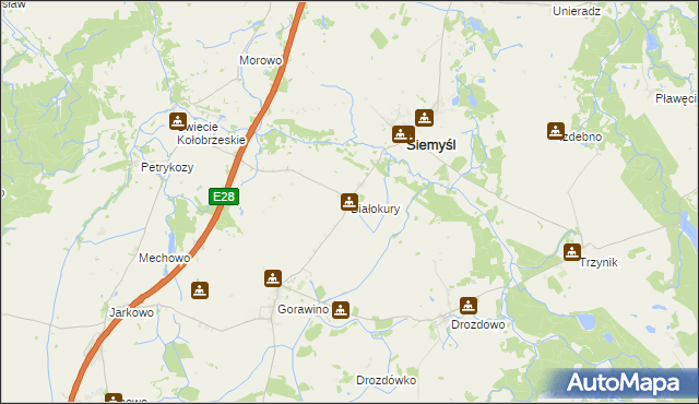 mapa Białokury, Białokury na mapie Targeo