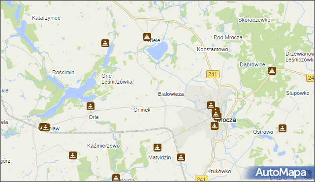 mapa Białowieża gmina Mrocza, Białowieża gmina Mrocza na mapie Targeo