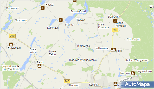 mapa Białowieża gmina Tuchola, Białowieża gmina Tuchola na mapie Targeo