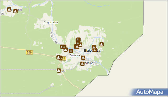 mapa Białowieża powiat hajnowski, Białowieża powiat hajnowski na mapie Targeo