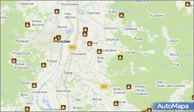 mapa Biały Bór gmina Przecław, Biały Bór gmina Przecław na mapie Targeo