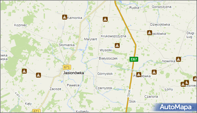 mapa Białystoczek, Białystoczek na mapie Targeo