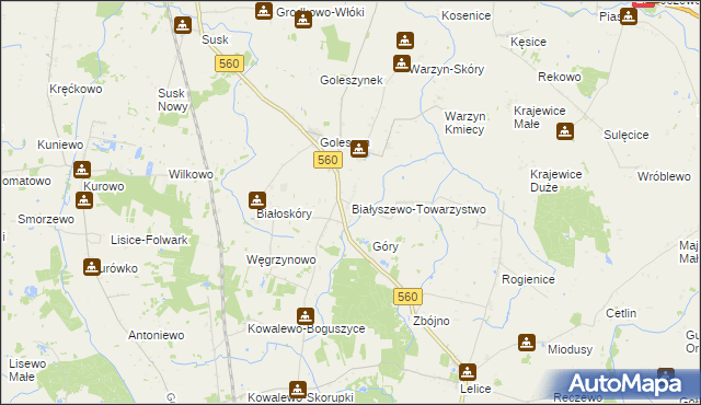 mapa Białyszewo-Towarzystwo, Białyszewo-Towarzystwo na mapie Targeo