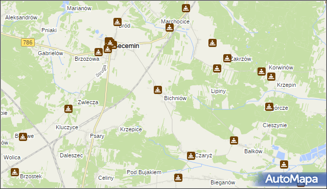 mapa Bichniów, Bichniów na mapie Targeo