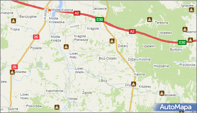 mapa Bicz-Ostatki, Bicz-Ostatki na mapie Targeo