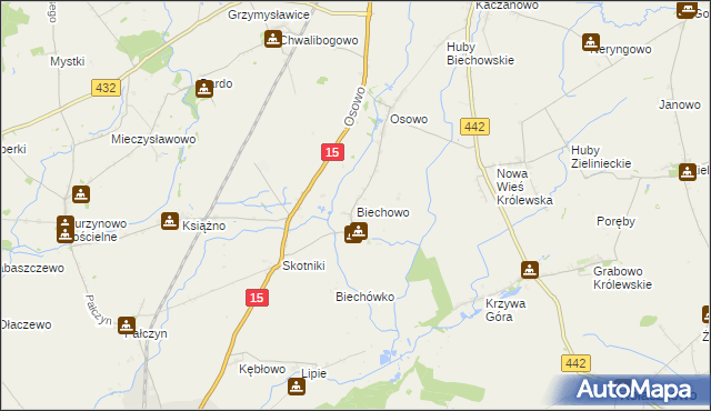 mapa Biechowo gmina Miłosław, Biechowo gmina Miłosław na mapie Targeo