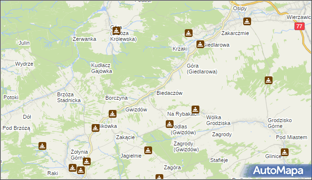 mapa Biedaczów, Biedaczów na mapie Targeo