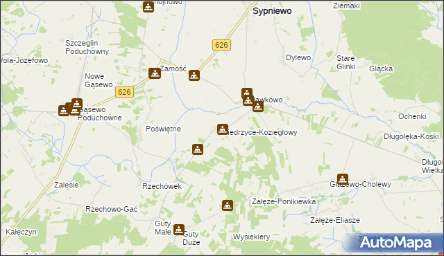 mapa Biedrzyce-Koziegłowy, Biedrzyce-Koziegłowy na mapie Targeo