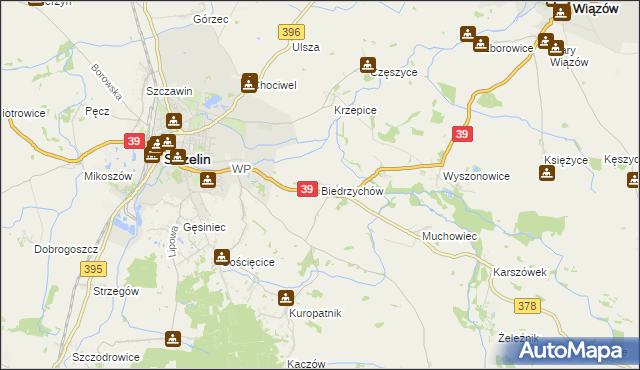 mapa Biedrzychów gmina Strzelin, Biedrzychów gmina Strzelin na mapie Targeo