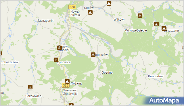 mapa Biegoszów, Biegoszów na mapie Targeo