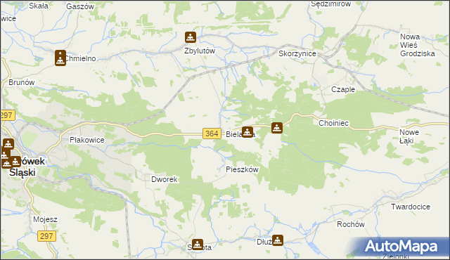 mapa Bielanka gmina Lwówek Śląski, Bielanka gmina Lwówek Śląski na mapie Targeo