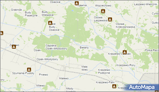 mapa Bielany gmina Raciąż, Bielany gmina Raciąż na mapie Targeo