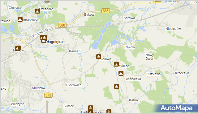 mapa Bielawa gmina Długołęka, Bielawa gmina Długołęka na mapie Targeo