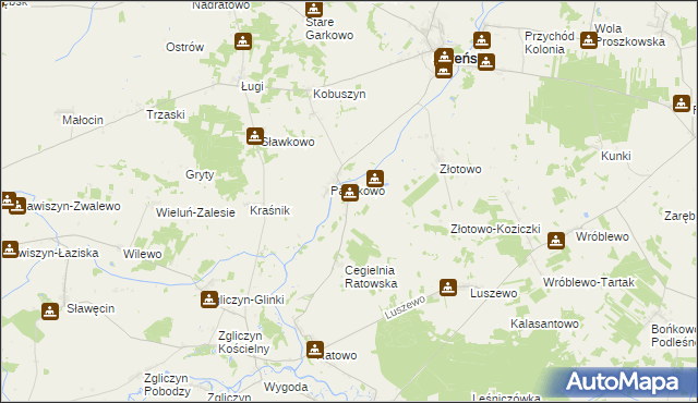 mapa Bielawy gmina Szreńsk, Bielawy gmina Szreńsk na mapie Targeo