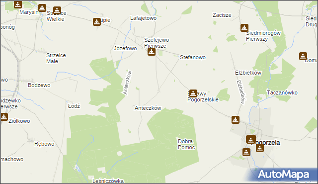 mapa Bielawy Szelejewskie, Bielawy Szelejewskie na mapie Targeo