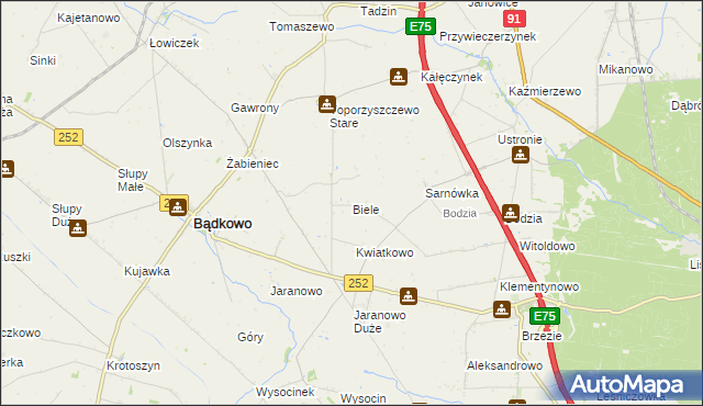 mapa Biele gmina Bądkowo, Biele gmina Bądkowo na mapie Targeo