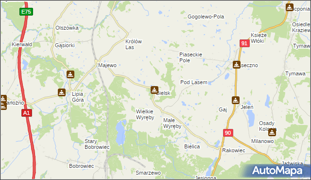 mapa Bielsk gmina Morzeszczyn, Bielsk gmina Morzeszczyn na mapie Targeo