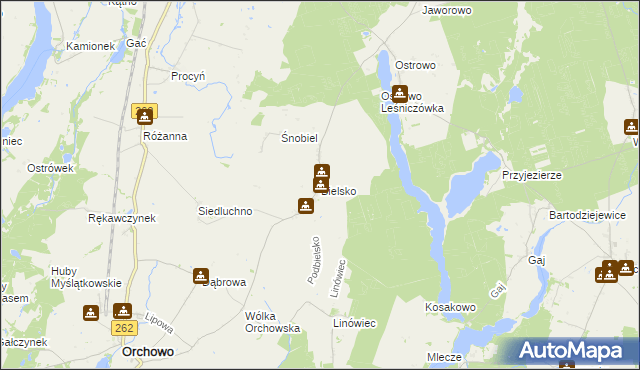 mapa Bielsko gmina Orchowo, Bielsko gmina Orchowo na mapie Targeo