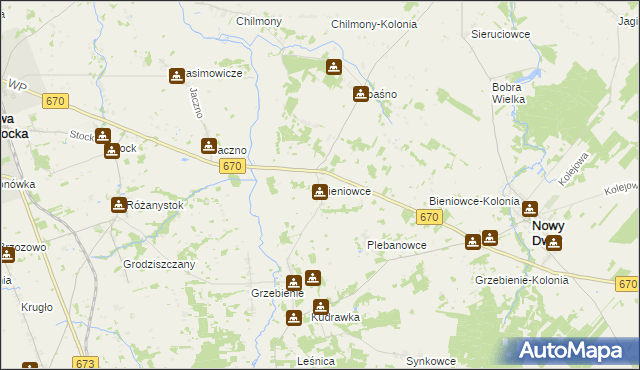 mapa Bieniowce, Bieniowce na mapie Targeo