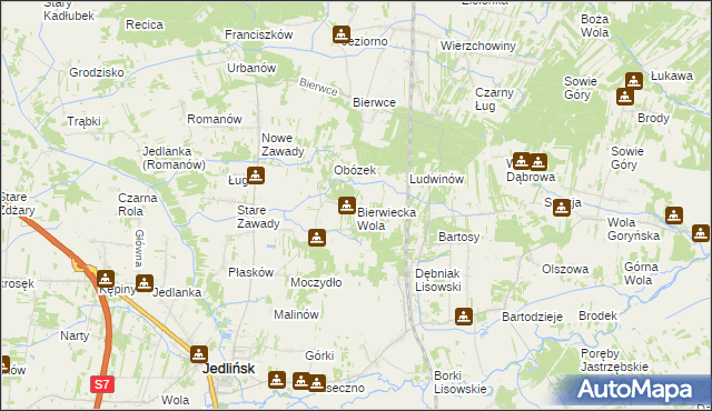 mapa Bierwiecka Wola, Bierwiecka Wola na mapie Targeo