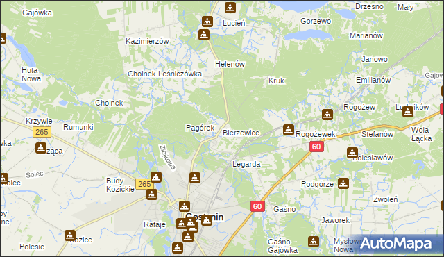 mapa Bierzewice, Bierzewice na mapie Targeo