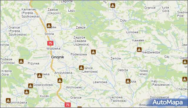 mapa Biesiadki gmina Gnojnik, Biesiadki gmina Gnojnik na mapie Targeo