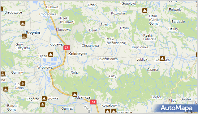 mapa Bieździedza, Bieździedza na mapie Targeo