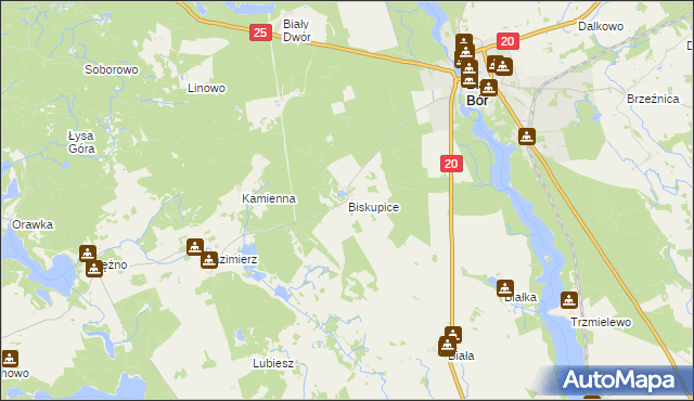 mapa Biskupice gmina Biały Bór, Biskupice gmina Biały Bór na mapie Targeo