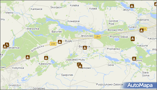 mapa Biskupice gmina Pobiedziska, Biskupice gmina Pobiedziska na mapie Targeo