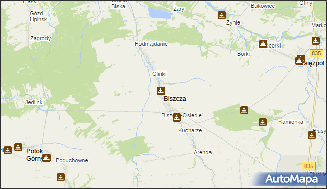 mapa Biszcza, Biszcza na mapie Targeo