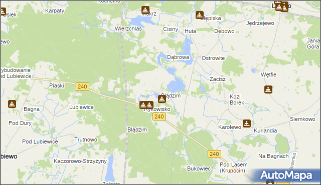 mapa Błądzim gmina Lniano, Błądzim gmina Lniano na mapie Targeo