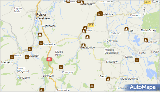 mapa Błażejowice gmina Cisek, Błażejowice gmina Cisek na mapie Targeo