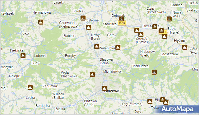 mapa Błażowa Dolna, Błażowa Dolna na mapie Targeo