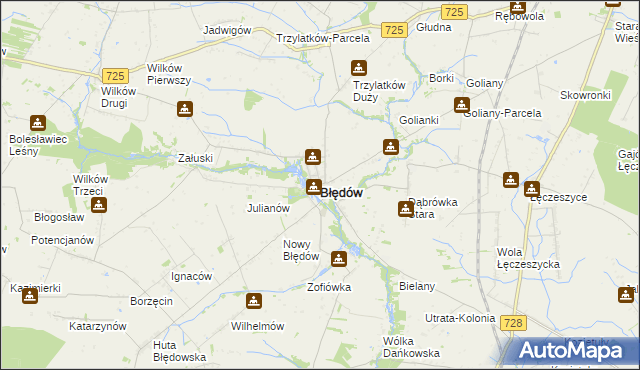 mapa Błędów powiat grójecki, Błędów powiat grójecki na mapie Targeo