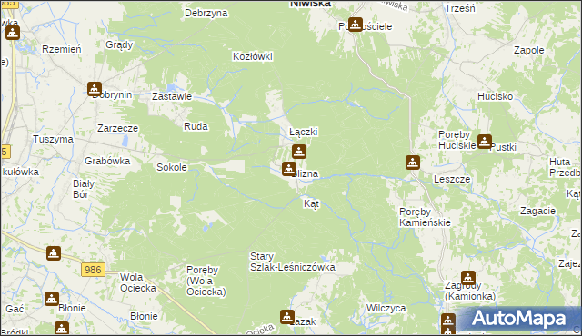 mapa Blizna gmina Ostrów, Blizna gmina Ostrów na mapie Targeo