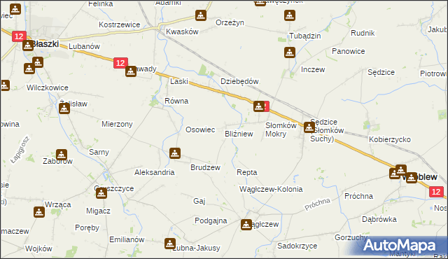 mapa Bliźniew, Bliźniew na mapie Targeo