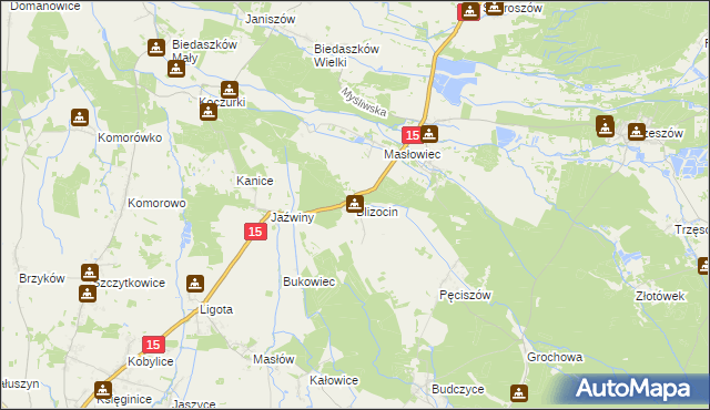 mapa Blizocin gmina Trzebnica, Blizocin gmina Trzebnica na mapie Targeo