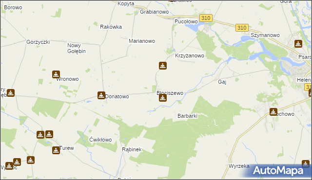 mapa Błociszewo, Błociszewo na mapie Targeo