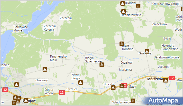 mapa Błogie Rządowe, Błogie Rządowe na mapie Targeo