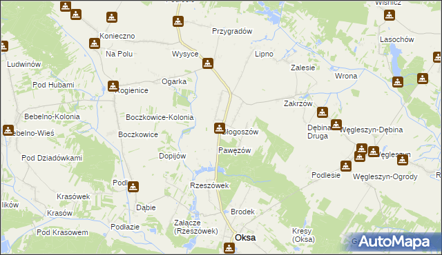 mapa Błogoszów, Błogoszów na mapie Targeo