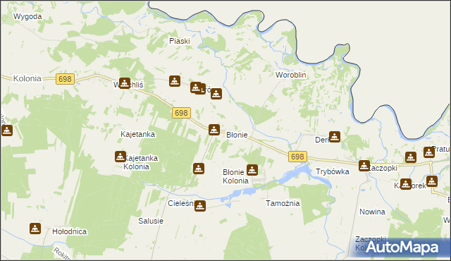 mapa Błonie gmina Janów Podlaski, Błonie gmina Janów Podlaski na mapie Targeo