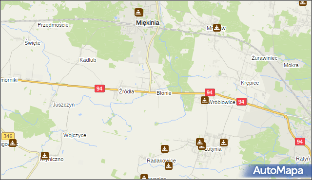 mapa Błonie gmina Miękinia, Błonie gmina Miękinia na mapie Targeo