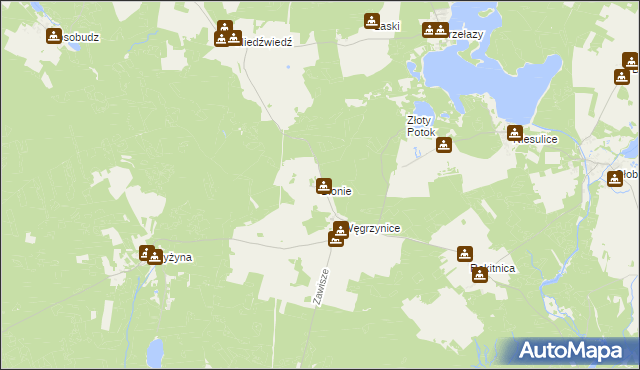 mapa Błonie gmina Skąpe, Błonie gmina Skąpe na mapie Targeo