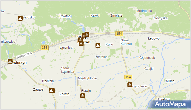 mapa Błotnica gmina Stare Kurowo, Błotnica gmina Stare Kurowo na mapie Targeo