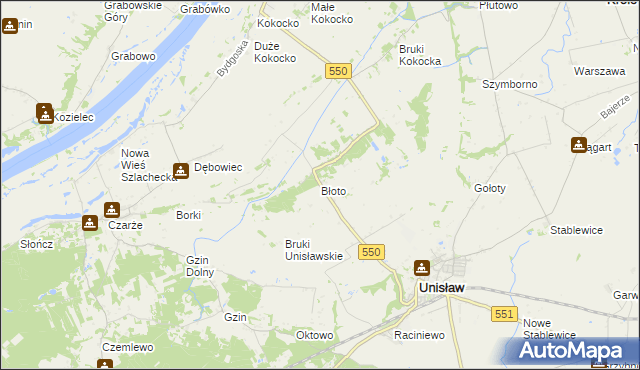 mapa Błoto gmina Unisław, Błoto gmina Unisław na mapie Targeo