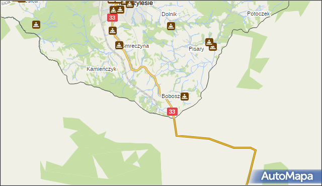 mapa Boboszów, Boboszów na mapie Targeo