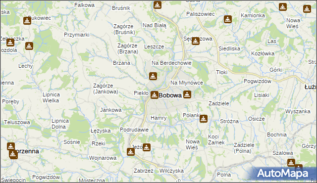 mapa Bobowa powiat gorlicki, Bobowa powiat gorlicki na mapie Targeo