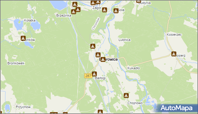 mapa Bobrowice powiat krośnieński, Bobrowice powiat krośnieński na mapie Targeo