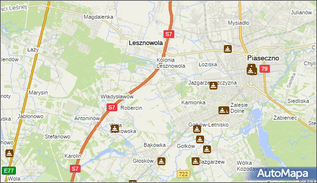 mapa Bobrowiec gmina Piaseczno, Bobrowiec gmina Piaseczno na mapie Targeo